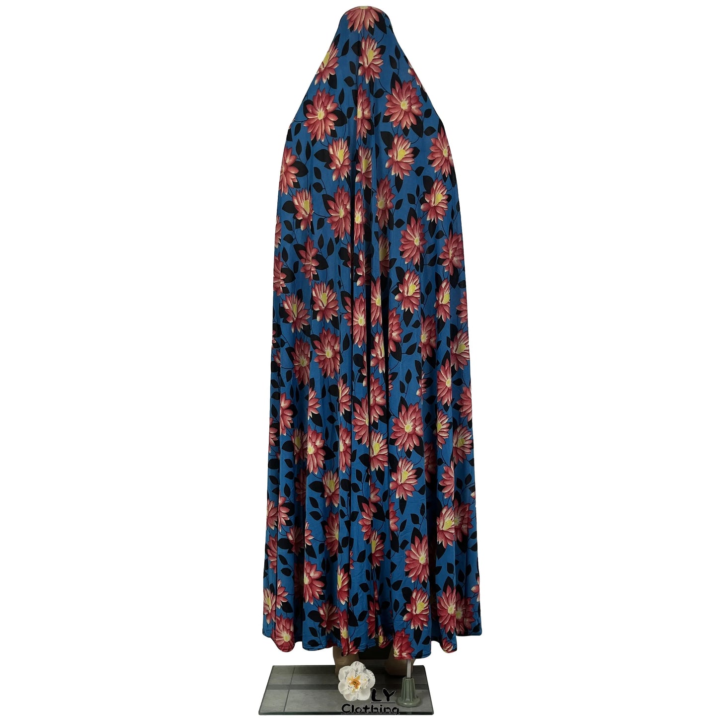 New Dubai Islamic Robe Ramadan Womens Hooded Abaya African Sleeveless Loose Soft Prayer Garment Muslim Floral Dress With Hijab.