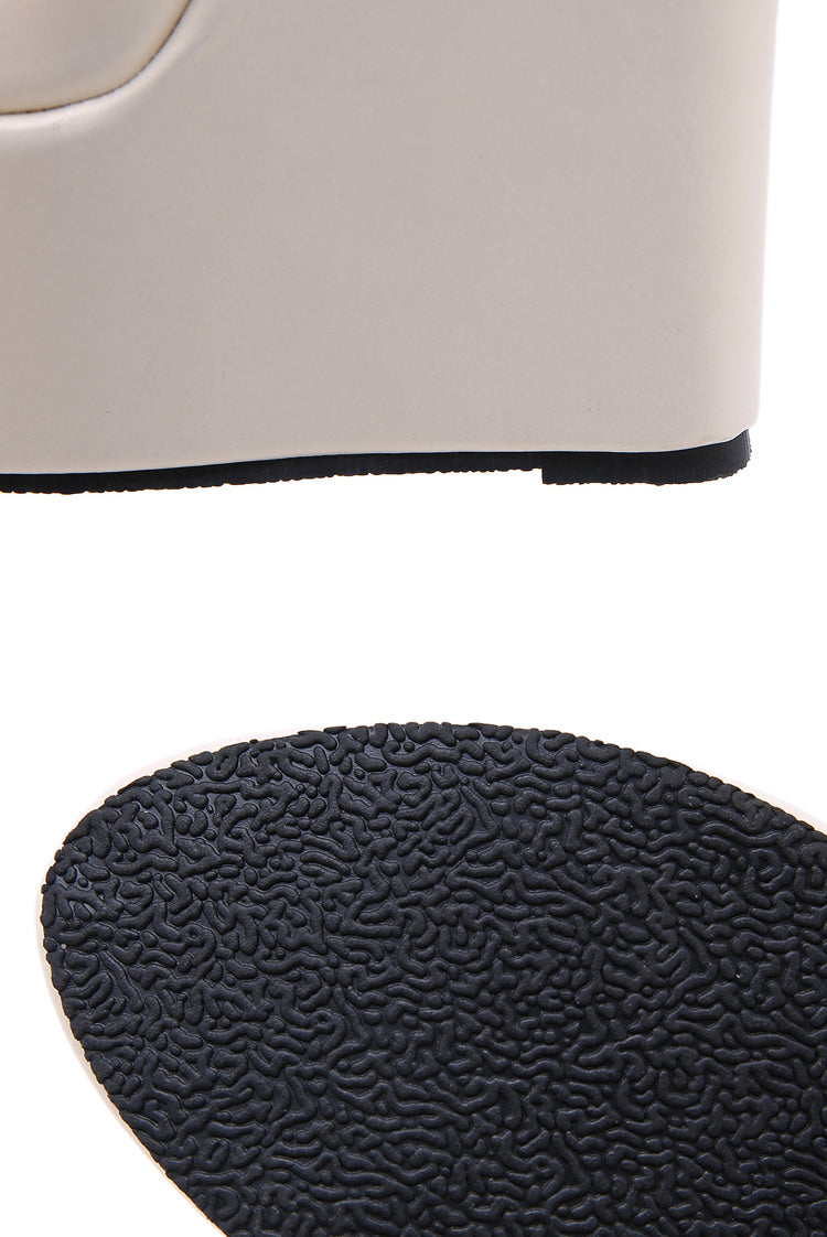 Aneikeh 2025 Fashion Peep Toe Wedges Heel Outside Women Slippers Concise PU Platform Slip On Summer Beach Mules Apricot 35-42.