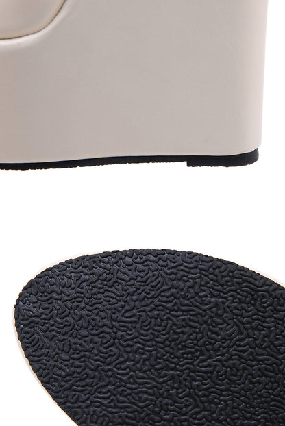 Aneikeh 2025 Fashion Peep Toe Wedges Heel Outside Women Slippers Concise PU Platform Slip On Summer Beach Mules Apricot 35-42.