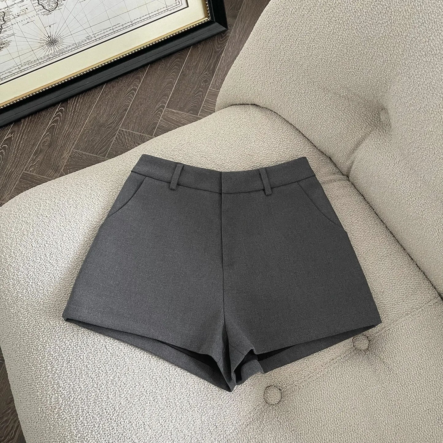 Elegant Solid A-Line Wide Leg Shorts Fashion Women 2025 New Summer High Waist Korean Pants Casual Office Lady Commute Outfits.