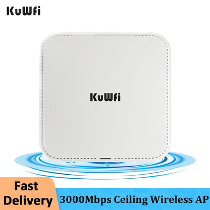 KuWFi 3000Mbps Ceiling AP 2.4G 5G Dual Band Wifi 6 Indoor Wireless Router Wifi Access Point 48V Poe Wi fi Signal Amplifier.