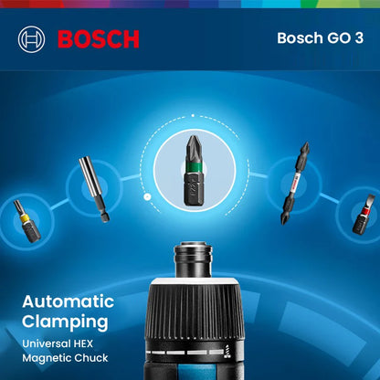 Bosch GO 3 Elektroschrauber-Set, 3,6 V, 5 Nm, kabellose Mini-Handbohrmaschine, wiederaufladbarer Schraubendreher, Bosch Multifunktions-Elektrowerkzeug