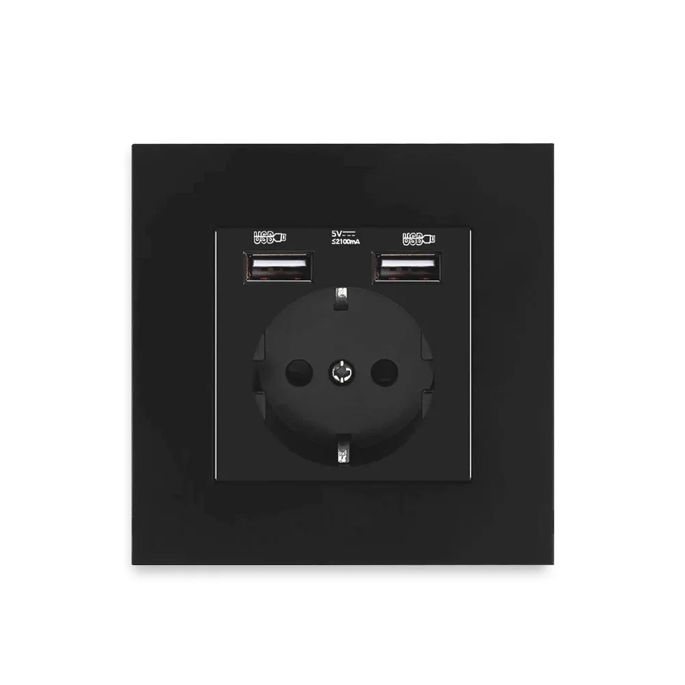 EU-Wand USB-Steckdose, 5V 2,1 A Steckdose, 86mm * 86mm 16a Dual-USB-Anschluss iOS Android-Telefon Ladeans chluss Steckdose.