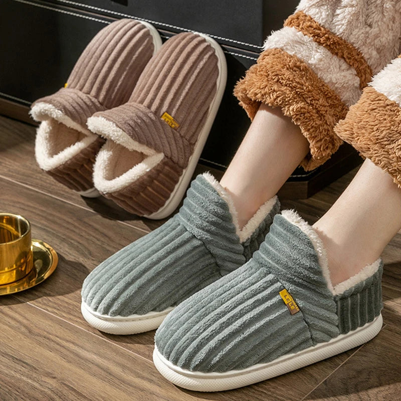 Litfun Warm Plush Fur Slippers For Women Men Winter Indoor Fluffy Warm Fuzzy House Slippers Outdoor Fuzzy Soft Furry Slippers.