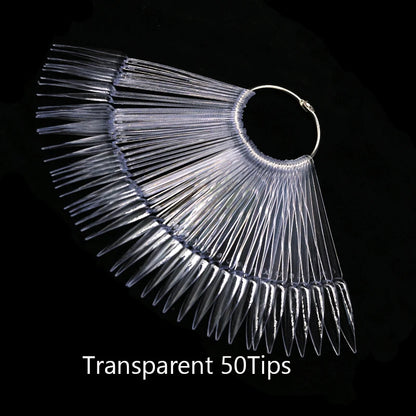 False Nail Tips fan Nature Clear Black 12/24/32/50 pcs/set Finger Full Card Nail Art Display Practice Polish all for Manicure