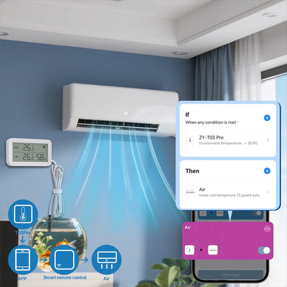 Tuya Wi-Fi Temperature and Humidity Sensor With External Probe Smart Digital LCD Screen Work with Smart Life Google Assistant.
