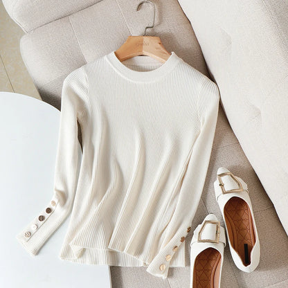 2025 weibliche Dünne Gestrickte Weiche Jumper Tops Herbst Winter Frauen Casual Pullover Pullover Taste Lange Hülse O-ansatz Chic Pullover