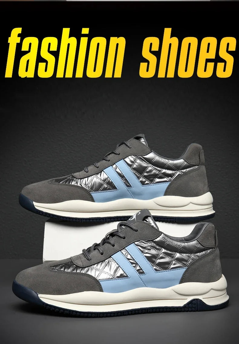 Genuine Leather Lift Sneakers Men Height Increase Insoles 6/8cm High Quality Elevator Shoes Comfortable Breathable Casual Sports.