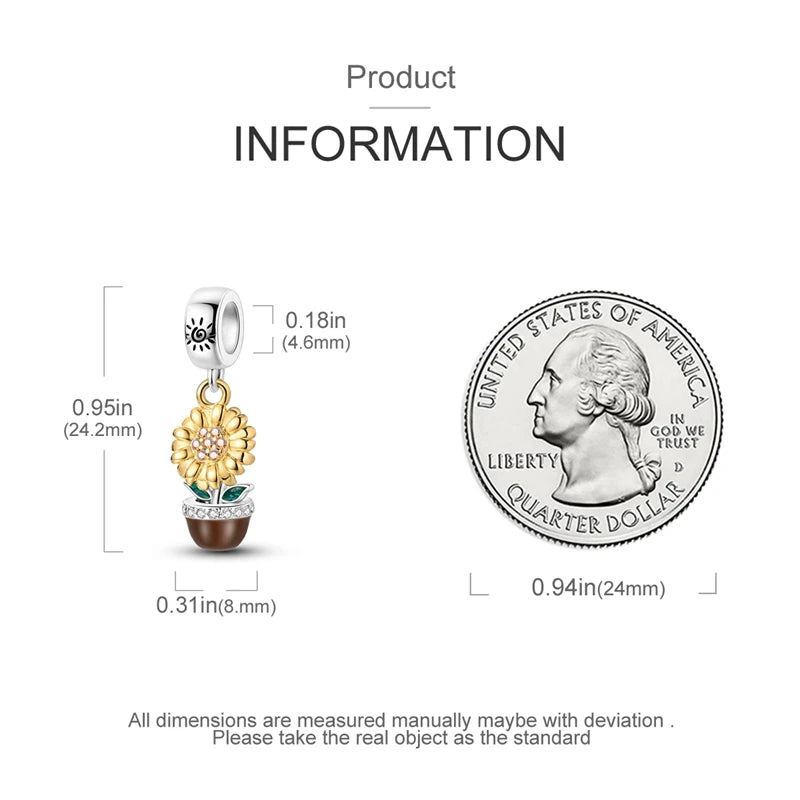 Flowers Series 925 Sterling Silver Sunflowers Tulip Carnation Charms Fit Original Bracelet  For Women Jewelry Making