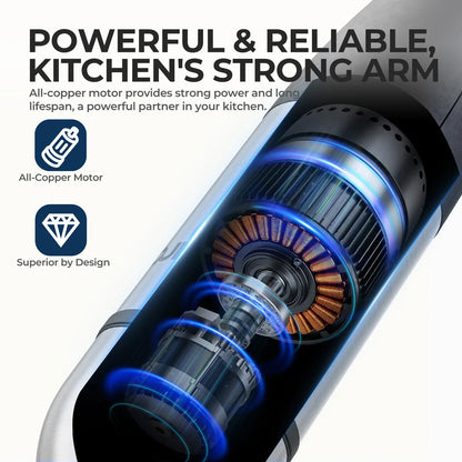 Electric Hand Held Stick Blender 6-in-1 Multi-Purpose Immersion Hand Blender,Stainless Steel Blades,Home & Kitchen,MAX 1500W.