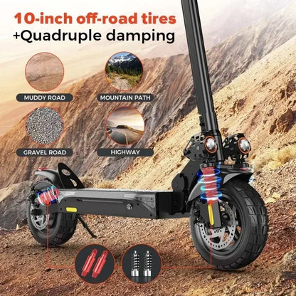 ISCOOTER IX4 Electric scooter 800W motor 48V15AH lithium battery, 10-inch off-road tires, adult foldable electric scooters.