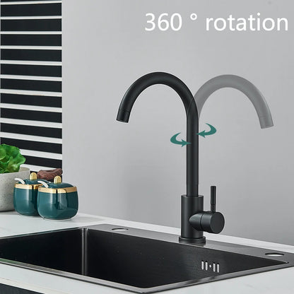Matte Kitchen Faucet Deck Sinks Faucet High Arch 360 Degree Swivel Cold Hot Mixer Water Tap