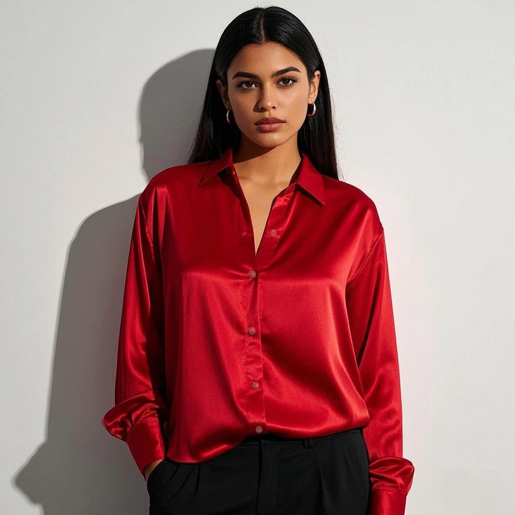 Korean Chic Office Lady's Satin Shirts Matching Elegant Female Blouse 2025 Summer New In Women's Shirts & Blouses Trend Tops.