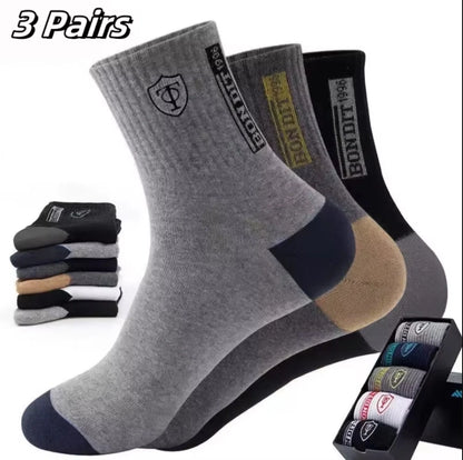 5 Pairs Of Men's Socks, Autumn And Winter Vintage Fun Fashion Athletic Socks, Sports Trend Socks.
