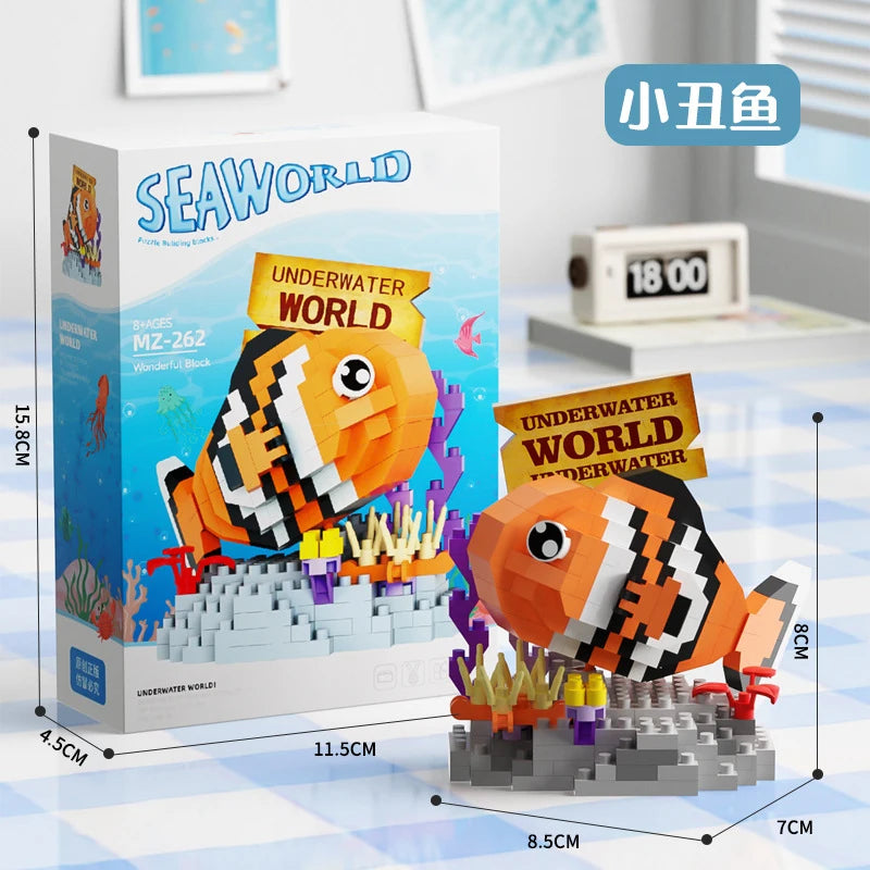 Marine Animals Micro Particle Building Blocks Toys for Children 6 to 10 Years Animal Diy Assembled Toys Puzzle Games Child Gifts