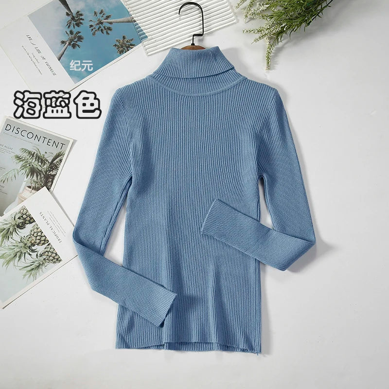 JMPRS Rollkragenpullover Frauen Mode Einfache Winter Pullover Jumper Hohe Elastische Gestrickte Herbst Weibliche Grundlegende Tops Casual Bluse