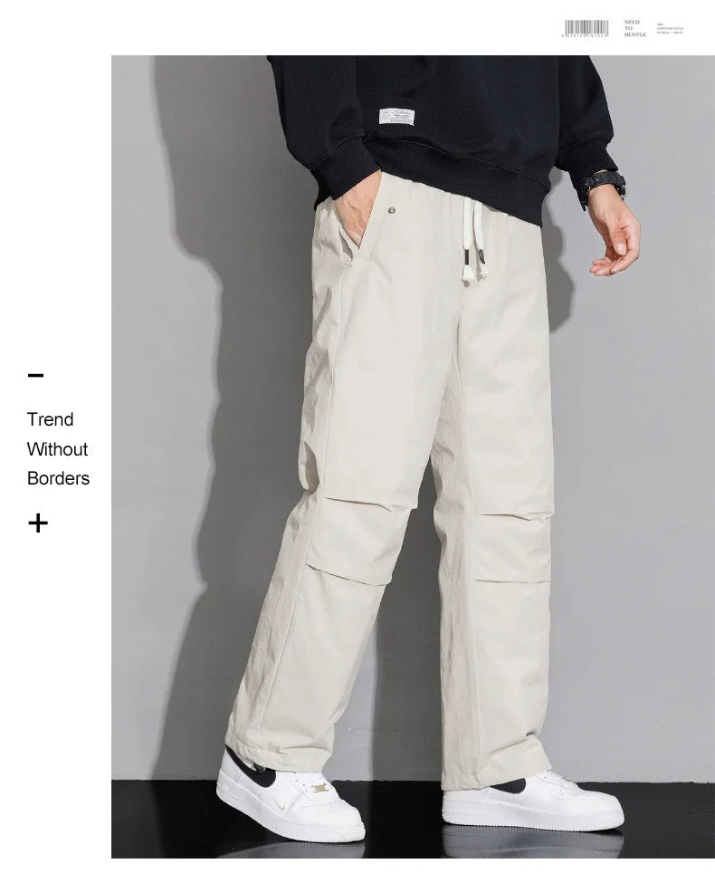 2025 Men's New, Lace-Up Elastic Waist Warm, Tooling, Outdoor Down Pants