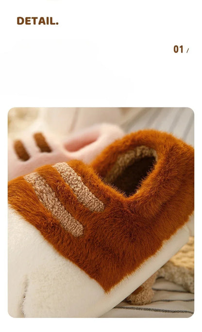 Winter Warm Slipper Women Home Fuzzy Cat Paw Claw Fur Plush Indoor Lazy Female Thermal Furry House Shoe Funny Flat flip flop.