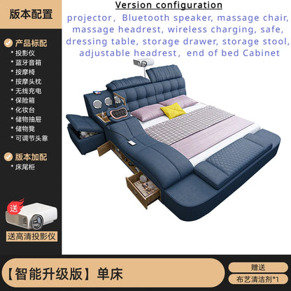 Nordic Smart Modulares Doppelbett Master Storage Luxus Designer Doppelbett Multifunktionale Leder Camas Ehe Möbel