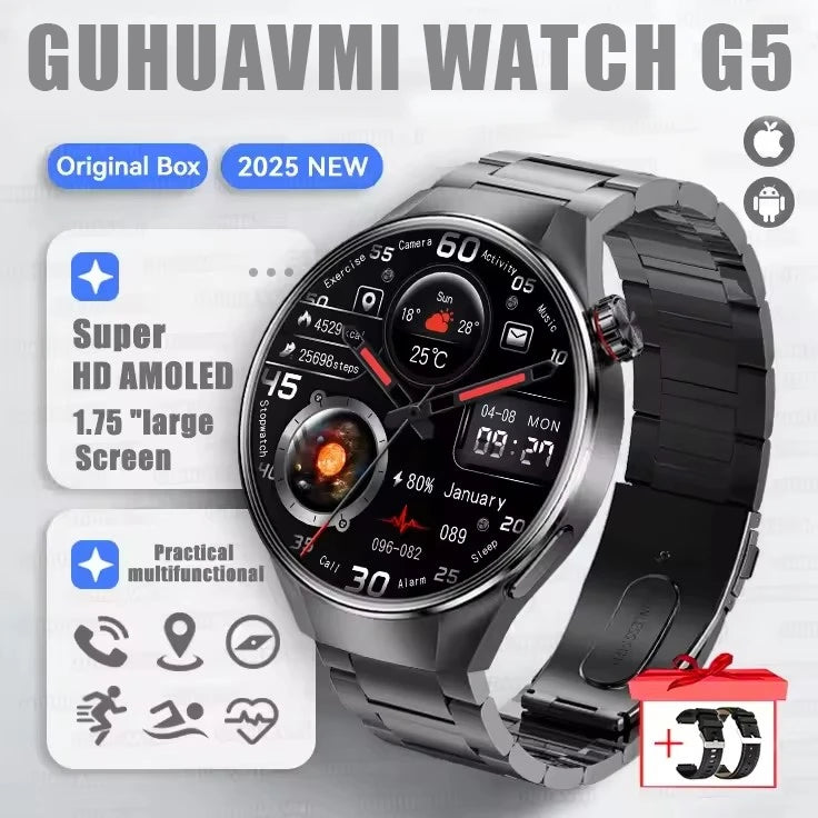 2025 New Originl Watch G5 PlUS Smart Watch 1.75" HD AMOLED Screen GPS track Heart Rate Bluetooth Call Compass Smartwatch for Men