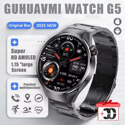2025 New Originl Watch G5 PlUS Smart Watch 1.75" HD AMOLED Screen GPS track Heart Rate Bluetooth Call Compass Smartwatch for Men