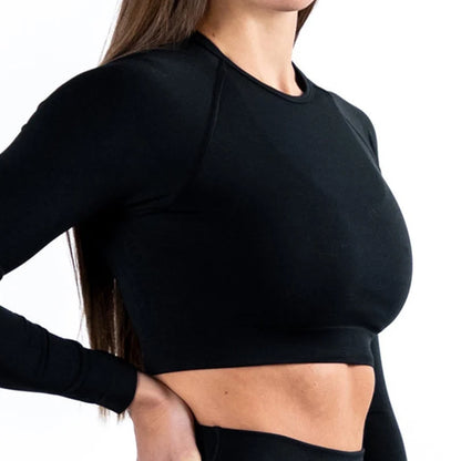 Seamless Workout Gym Training Shirts Long Sleeve Sports T-shirts Women Athletic Crop Sport Shirt Sportswear Yoga Clothes.