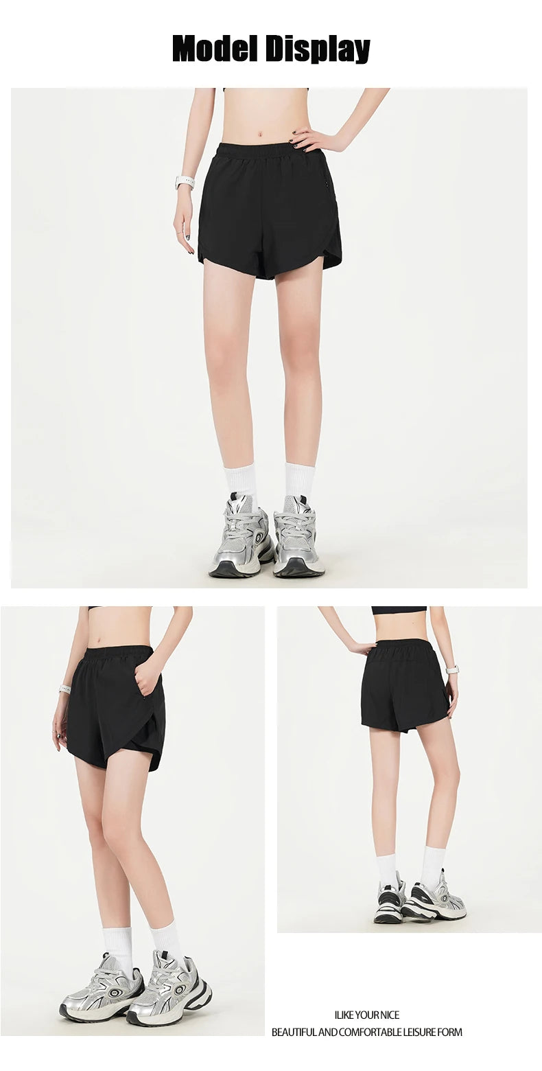 Yoga Short Pants Women Double Design Short Lightweight Comfortable Quick Dry Breathable Fitness Sport Anti-exposure Shorts Pants.