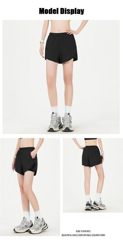 Yoga Short Pants Women Double Design Short Lightweight Comfortable Quick Dry Breathable Fitness Sport Anti-exposure Shorts Pants.