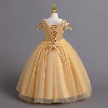 Prinzessin Mädchen Kommunion Geburtstags feier Tanz Leistung Pailletten schwarz Kleid Mädchen Hochzeit Brautjungfer Party Langarm Kleid