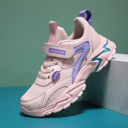 Girl's Fashion Sneakers Lovely Girls Sneaker Outdoor Breathable Mesh Flat Sport Shoes Kids Casual School Walking Shoe Antislip