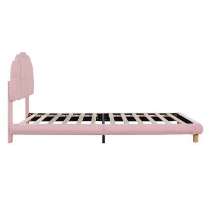 Modernes 90x200cm Einzelbett, Kinderbett, Jugendbett, Polsterbett, Holzgittergrill, Fleeceimitation, Weiß und Rosa