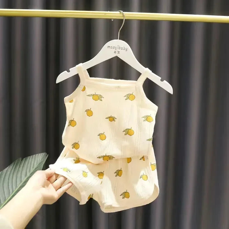 Baby Kleidung Sets Sommer Kleinkind Mädchen Strap Anzüge Baumwolle Druck Baby Jungen Tops T und Shorts Infant Trainingsanzug Neugeborenen Sets