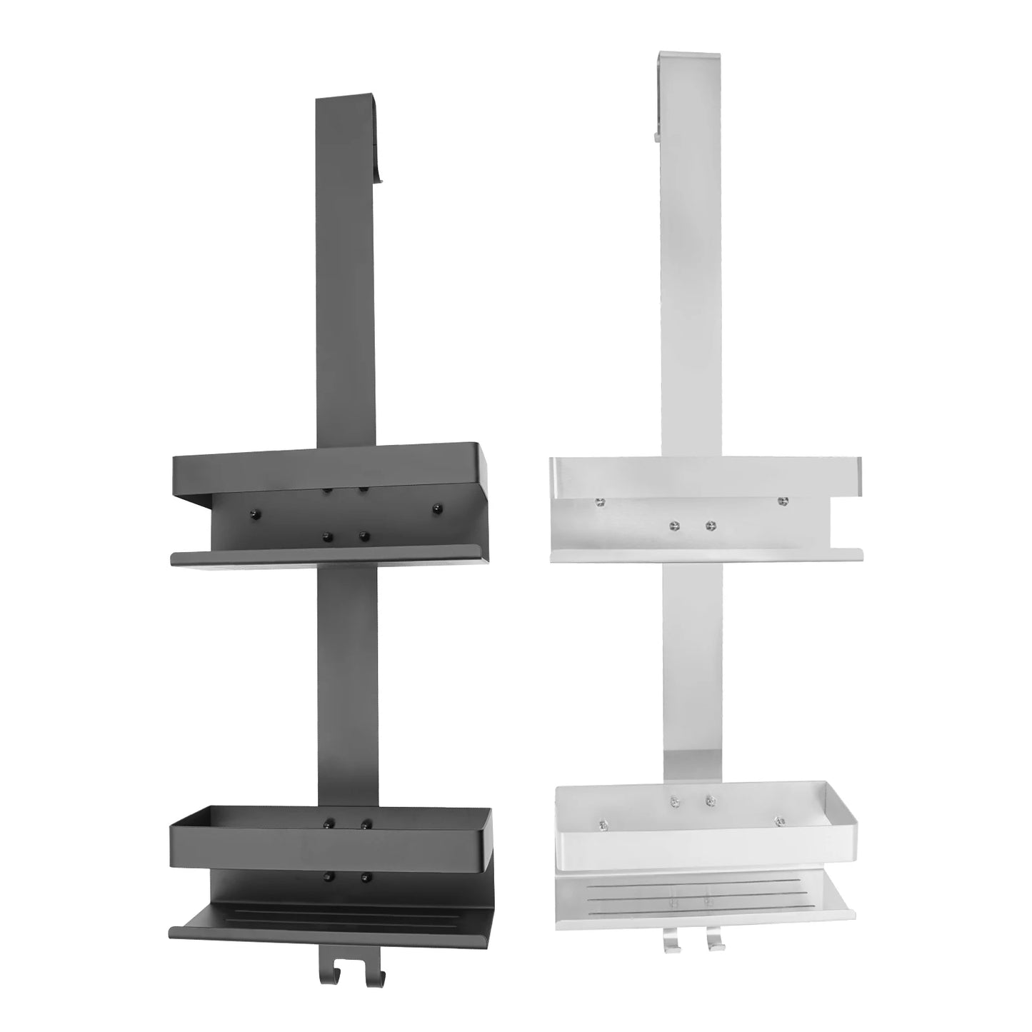 Schwarz/Silber 2-stufiges modernes weißes Badezimmerregal, Badezimmer-Organizer aus Edelstahl, geeignet für Badezimmer, Küche, Wohnzimmer