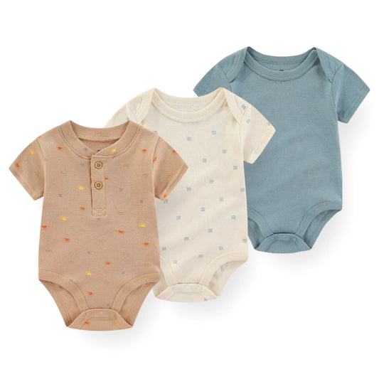 Kiddiezoom 3-teiliges Sommermode-Cartoon-Body für Jungen und Mädchen, weiche Onesies für Neugeborene