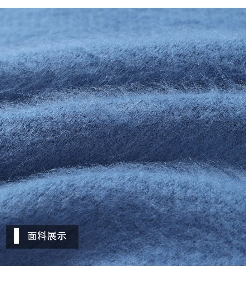 Men's 100% Mink Cashmere Large Size Sweaters Autumn Winter Solid POLO-neck Casual Knit Pullovers Men Long Sleeve Warm Jumper to