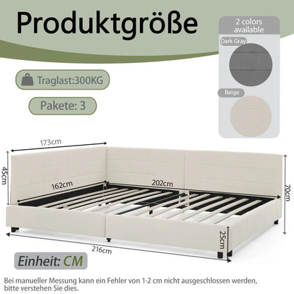 Modernes Einzelbett 90*200 cm, hautfreundliches Samtdesign, Babybett mit hoher Rückenlehne, Beige und Dunkelgrau (ohne Matratze)