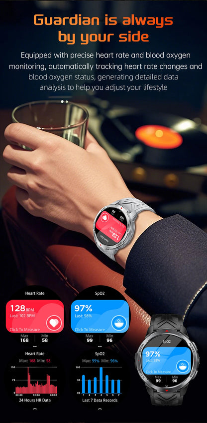 LIGE New For HUAWEI XIAOMI 1100mah Smart Watch Men Compass Flashlight 3ATM Waterproof Sports Fitness Bluetooth Call Smartwatch.