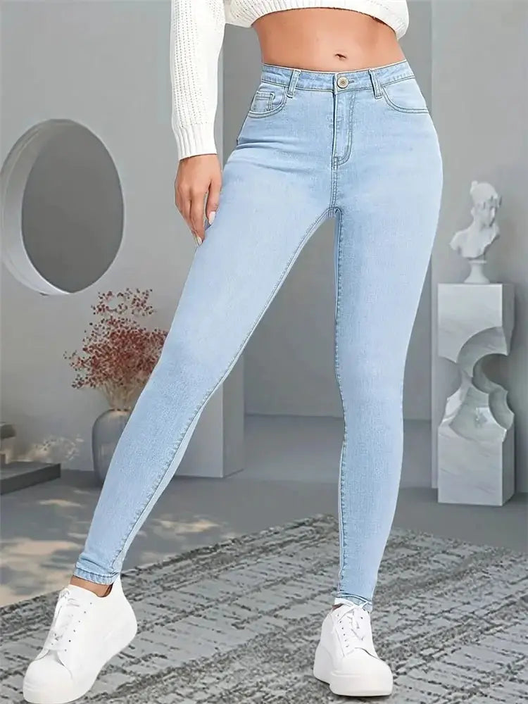 Women Stretch Skinny Jeans Lady Slim Fit Pencil Jeans Girls Leggings Straight Leg Denim Pants Blue Gray Black Sexy Long Trousers.