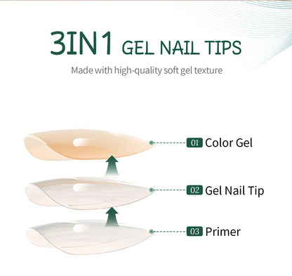 NAILPOP 150Pcs 4 in 1 Ombre Gel Nail Tips White Gradient Soft Gel False Nail Tips Soak Off Fake Nails Extensions DIY 15 Sizes.