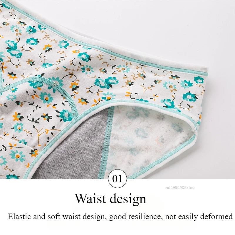Menstrual Panties Leakproof Ladies Menstrual Pants Women's Cotton Briefs Teenager Student Mid Waist Panties for Menstruation.
