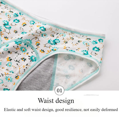 Menstrual Panties Leakproof Ladies Menstrual Pants Women's Cotton Briefs Teenager Student Mid Waist Panties for Menstruation.