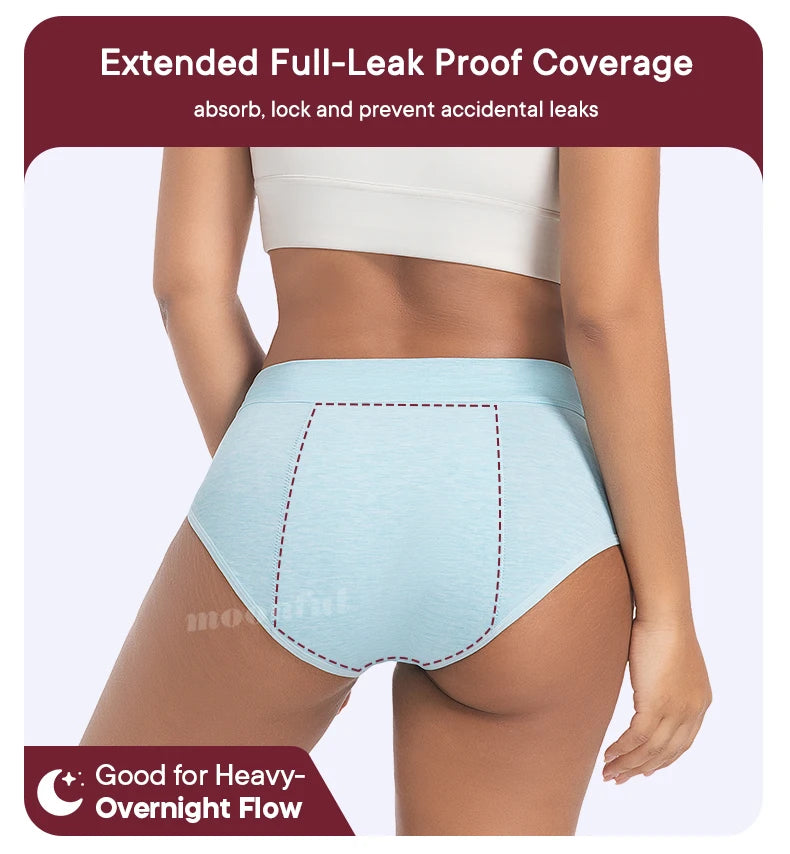 Menstrual Panties Woman Super Absorbent Menstrual Panties High Waist Bamboo Fiber Leakproof Menstruation Period Underwear Girl.