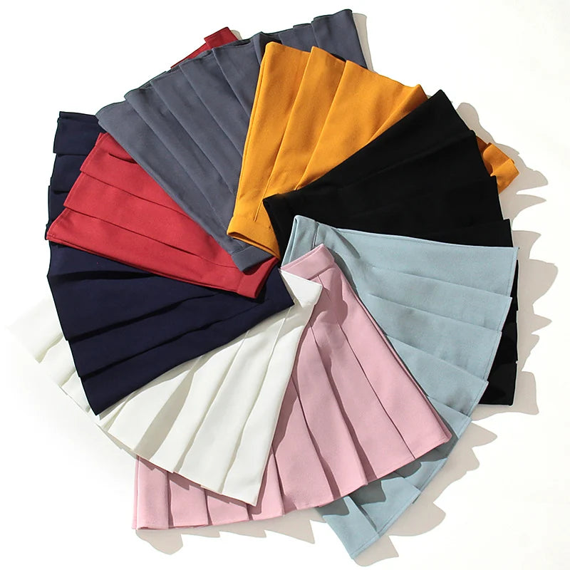 High Waist Pleated Kawaii Harajuku Skirts Women Girls Lolita A-line Sailor Large Size Preppy School Uniform.