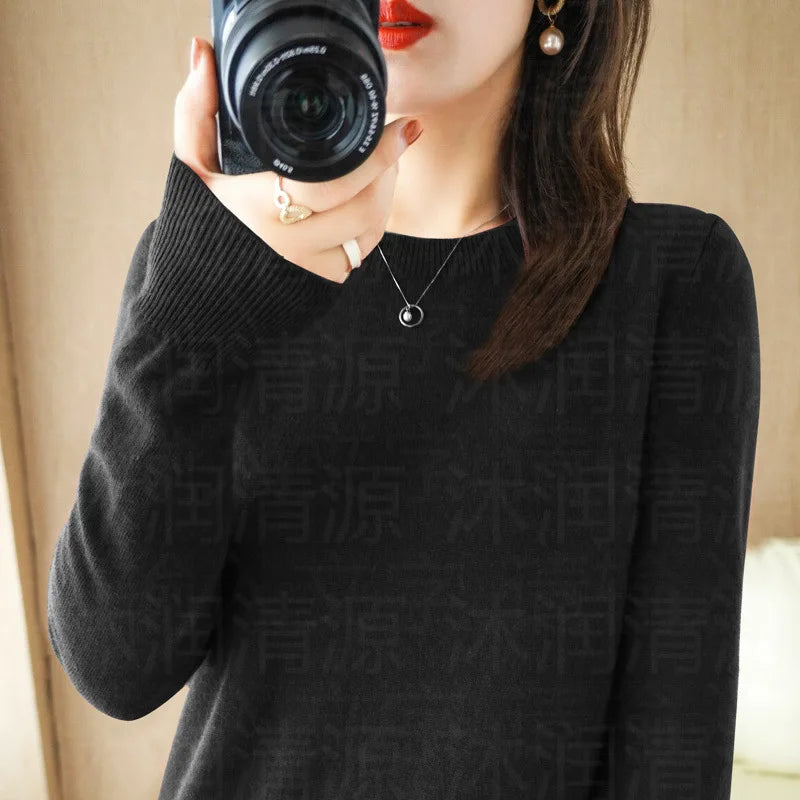 Herbst und Winter Kaschmirpullover Damen Rundhalspullover lässig gestrickt Top Damen kurze Unterwolle Mode 18 Farben