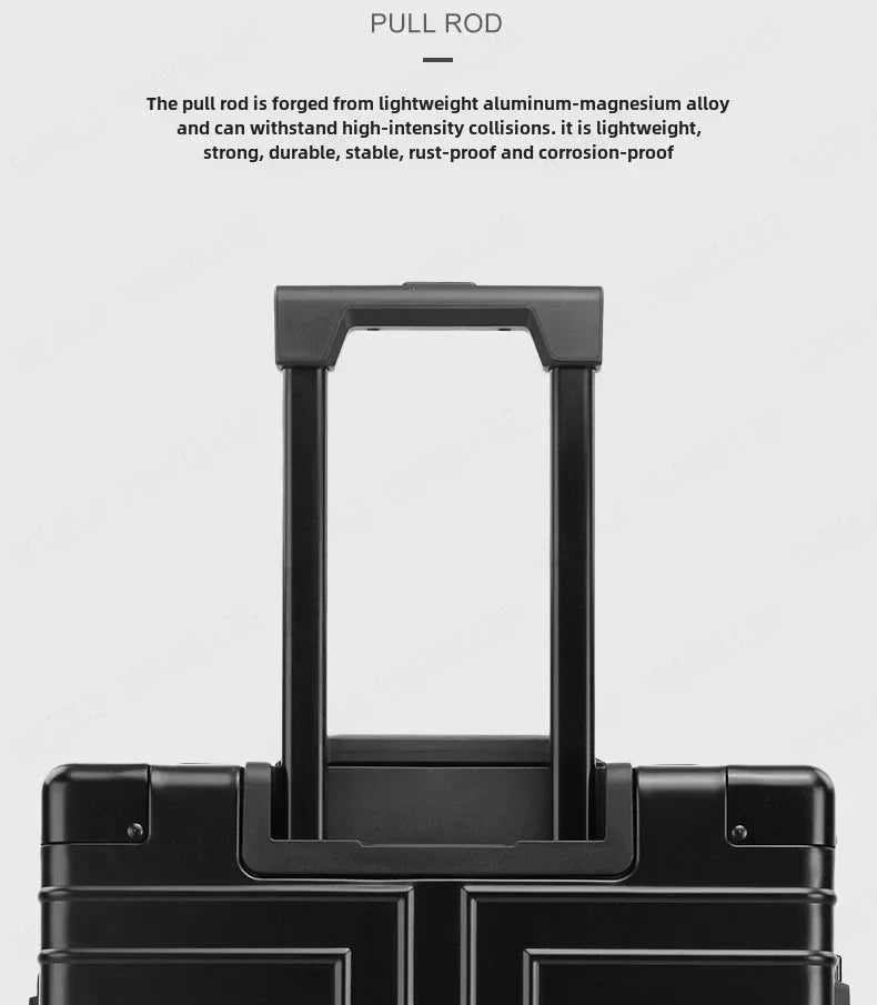 Trolley Box Rollgepäck Silber Koffer mit hoher Kapazität Koffer aus Aluminium-Magnesium-Legierung Universalrad