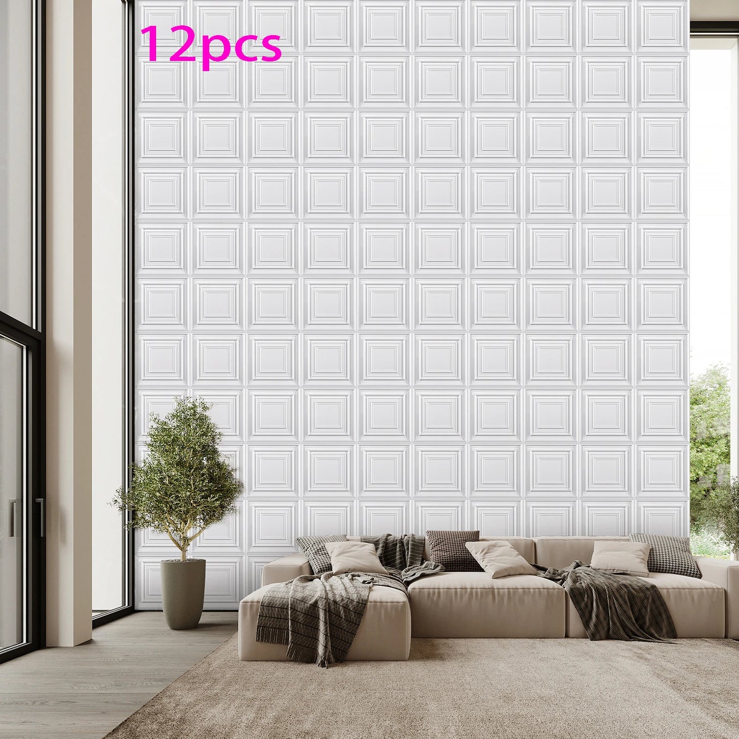 KUUJOJO 3D textured wall panel for indoor wall decoration, suitable for living room, hall, bedroom, hotel, office, send tape