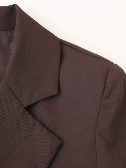 TRAFZA Frauen Elegante Feste Revers Zwei Tasten Anzug Jacke Mode Lange Hülse Dünne Kurze Mäntel 2024 Neue Casual Büro Dame Blazer
