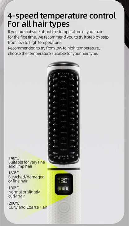 Electric Hot Comb Multi-function Wireless Hair Straightening Comb Negative Ion Anti Hot Styling Tool Hair Straightening Brush.