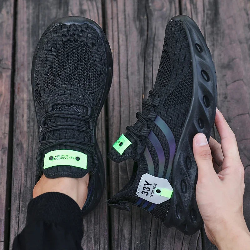Men's Summer Breathable Mesh Shoes Lightweight Non Slip Knit Running Sneakers Trendy Aesthetic Focused Jogging Basketball Shoes.