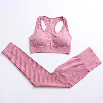 2/4PCS Summer Seamless Yoga Set Women Workout Clothes Sports Bra Short Sleeve Crop Top High Waist Legging Fitness Sports Suits